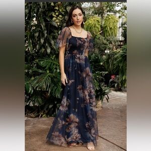 Baltic Born Cassandra Tulle Maxi Dress-Navy
